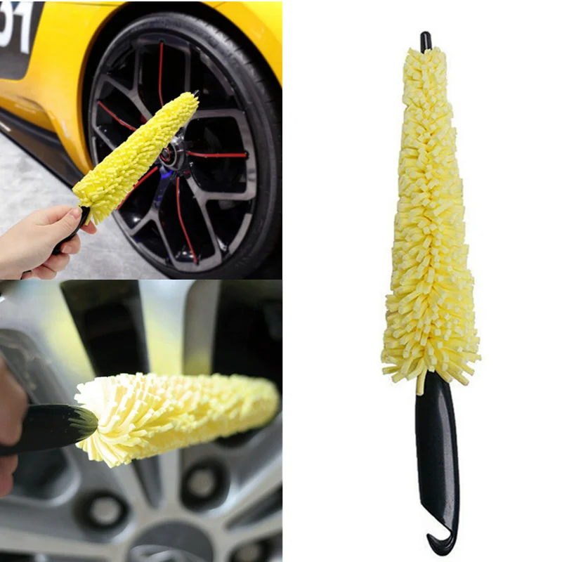 

Car Wash Portable Microfiber Wheel Tire Rim Brush Car Wheel Auto Cleaning For Car With Plastic Handle Car Wash Detailing Tools
