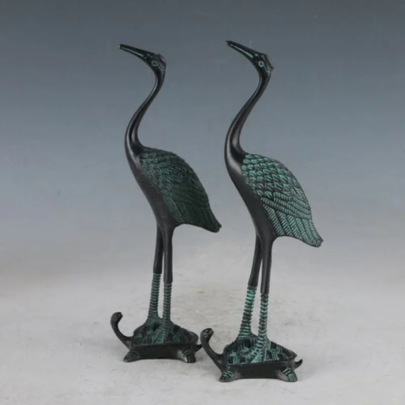 

Chinese Bronze Crane and Turtle Exquisite Statue Details