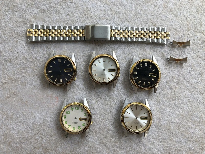 

Replace Watch Accessories 37MM Case Band Dial Hands Set FOR SEIKO Professional Fit 7009 7S26A Movement Solid Steel Strap Dial