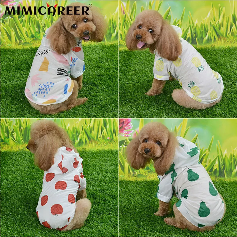 

Dog Sun-Proof Clothing For Small Medium Pets Summer Breathable Thin Sun Protection Hoodie Cute Colorful Fruits Printed Pet Coat