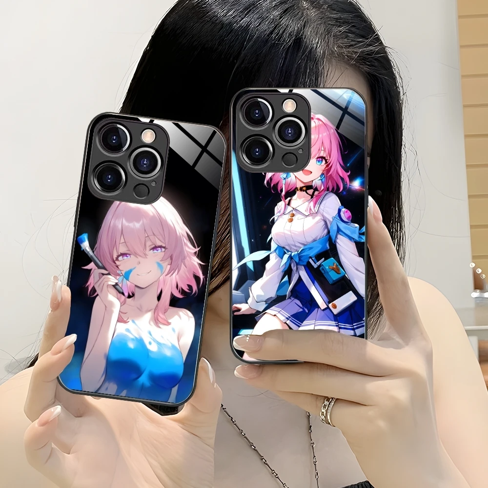 Чехол для мобильного телефона Honkai Star Rail March iPhone 16 15 14 13 12 11 X XR XS 8 Pro Max Plus стеклянный