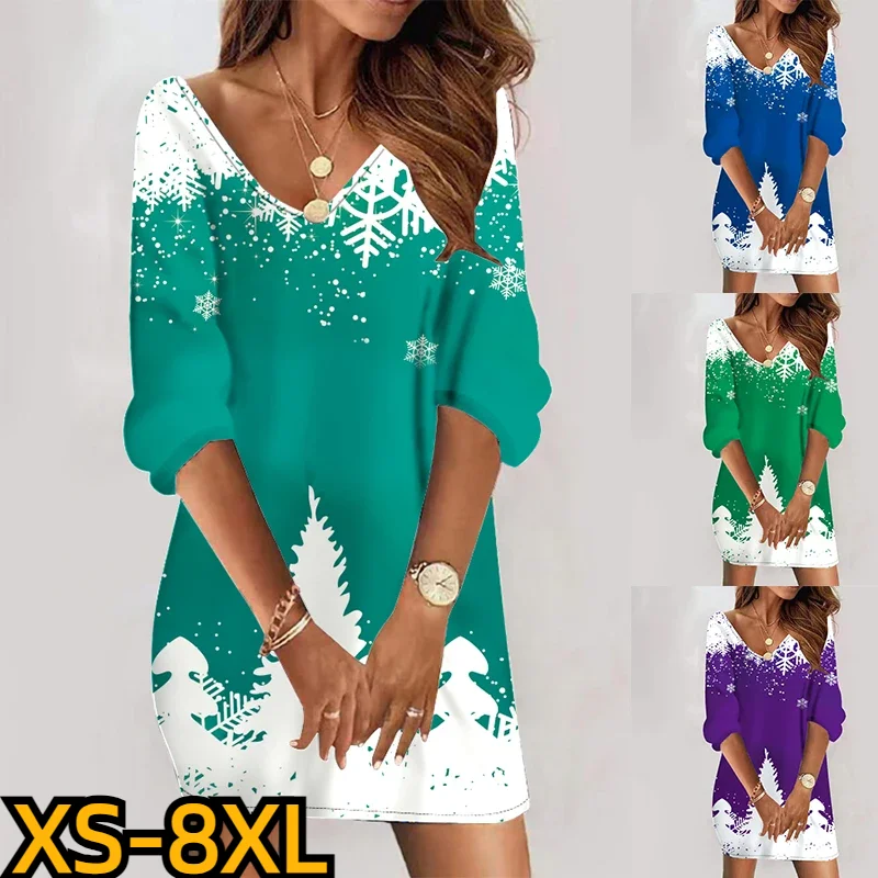 

Мини-юбка с принтом Санта-Клауса, зимнее рождественское платье с рукавом на семь четвертей, женская новая дизайнерская юбка с принтом в виде звеньев