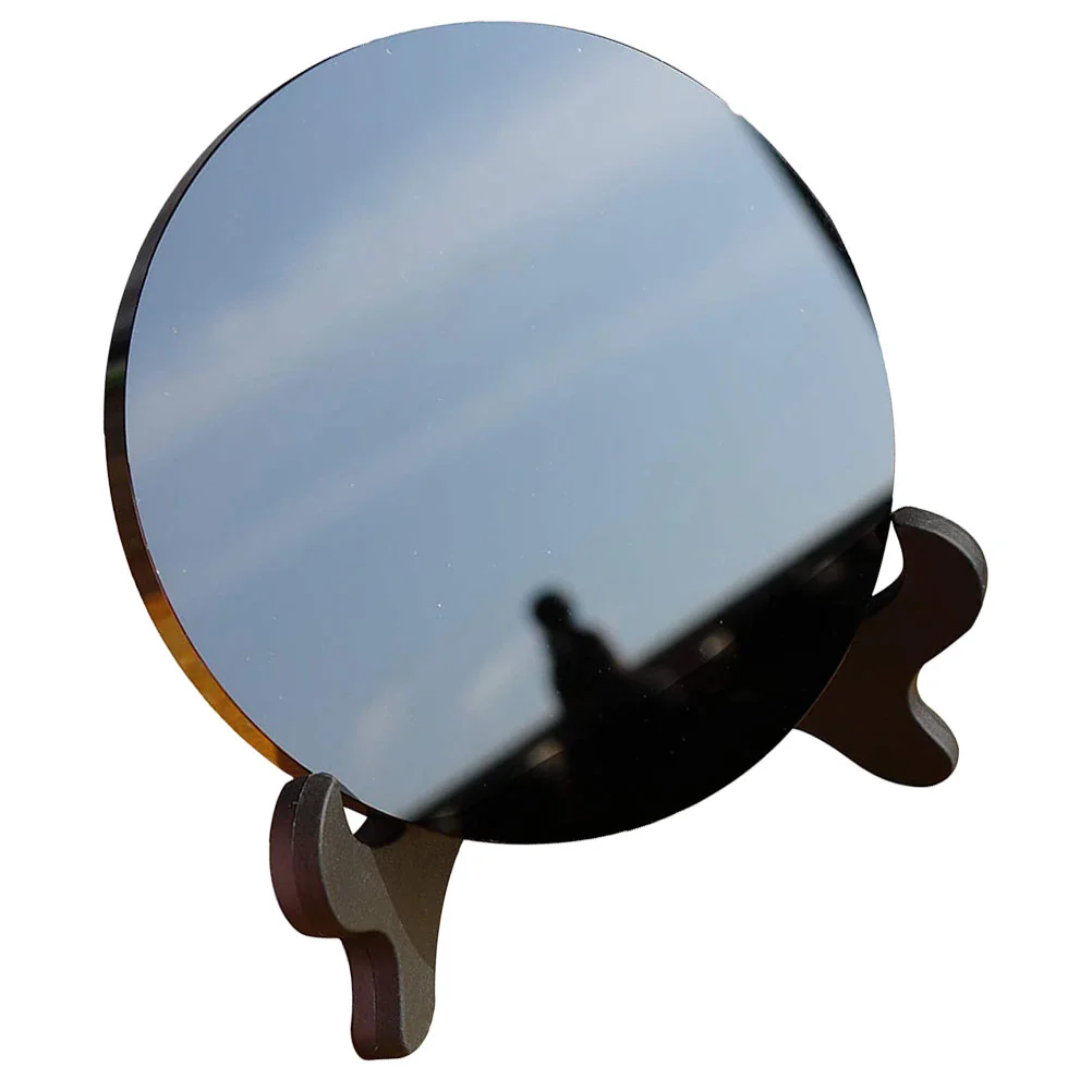 

1 Set Obsidian Scrying Mirror Obsidian Mirror with Stand Meditation Decoration for Bedroom Living Room