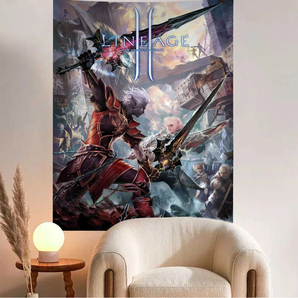 Lineage 2 DIY Настенный гобелен Искусство Научная фантастика Комната Домашний декор