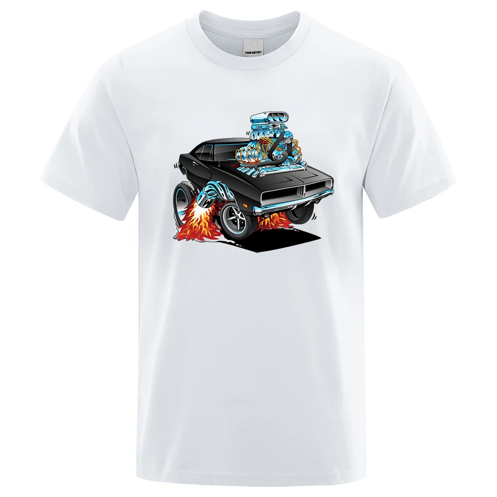 

Classic 69 American Muscle Car Cartoon Mens Tshirt Harajuku Breathable T-Shirts Casual Summer Clothing Cotton Oversized Menswear