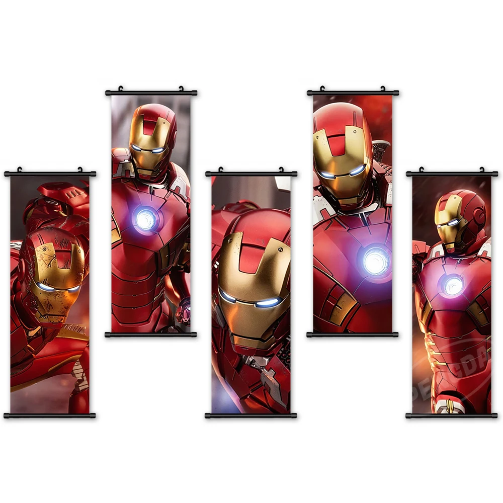 

Canvas Movie Home Decoration Iron Man Poster Print Marvel Pictures Wall Art Plastic Scroll Hanging Painting Bedside Background