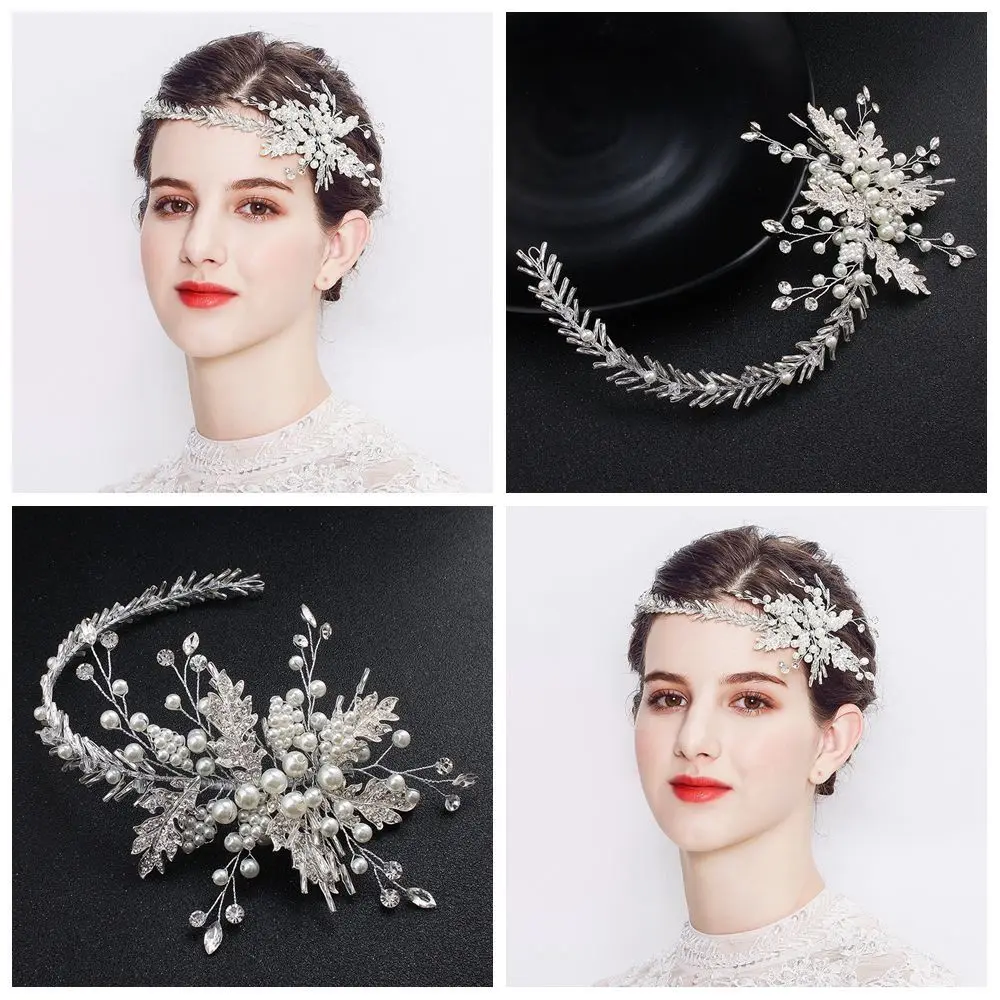 

Gift for Women Statement Silver Color Bride Hair Jewelry Hair Band Wedding Jewelry Turban Headwear Crystal Rhinestone