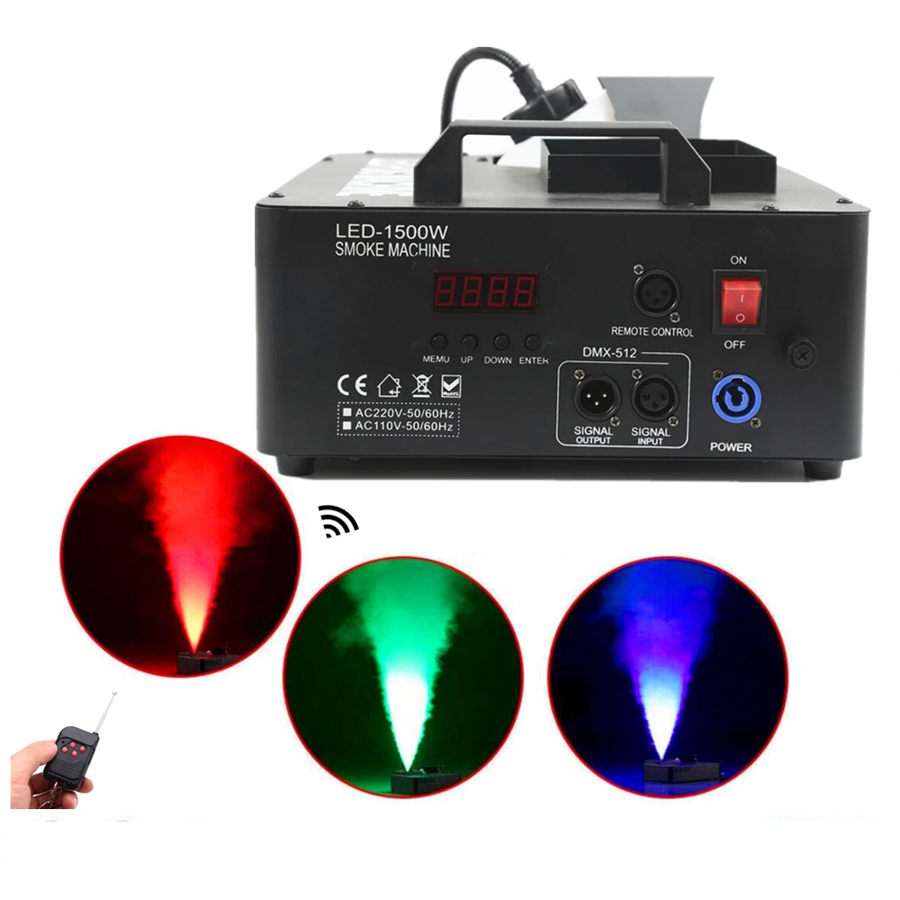 

Smoke Machine With 24X9W RGB LED Lights/Wireless Remote DMX512 Control Stage Fog Machine For Bar Disco DJ /1500W Vertical Fogger