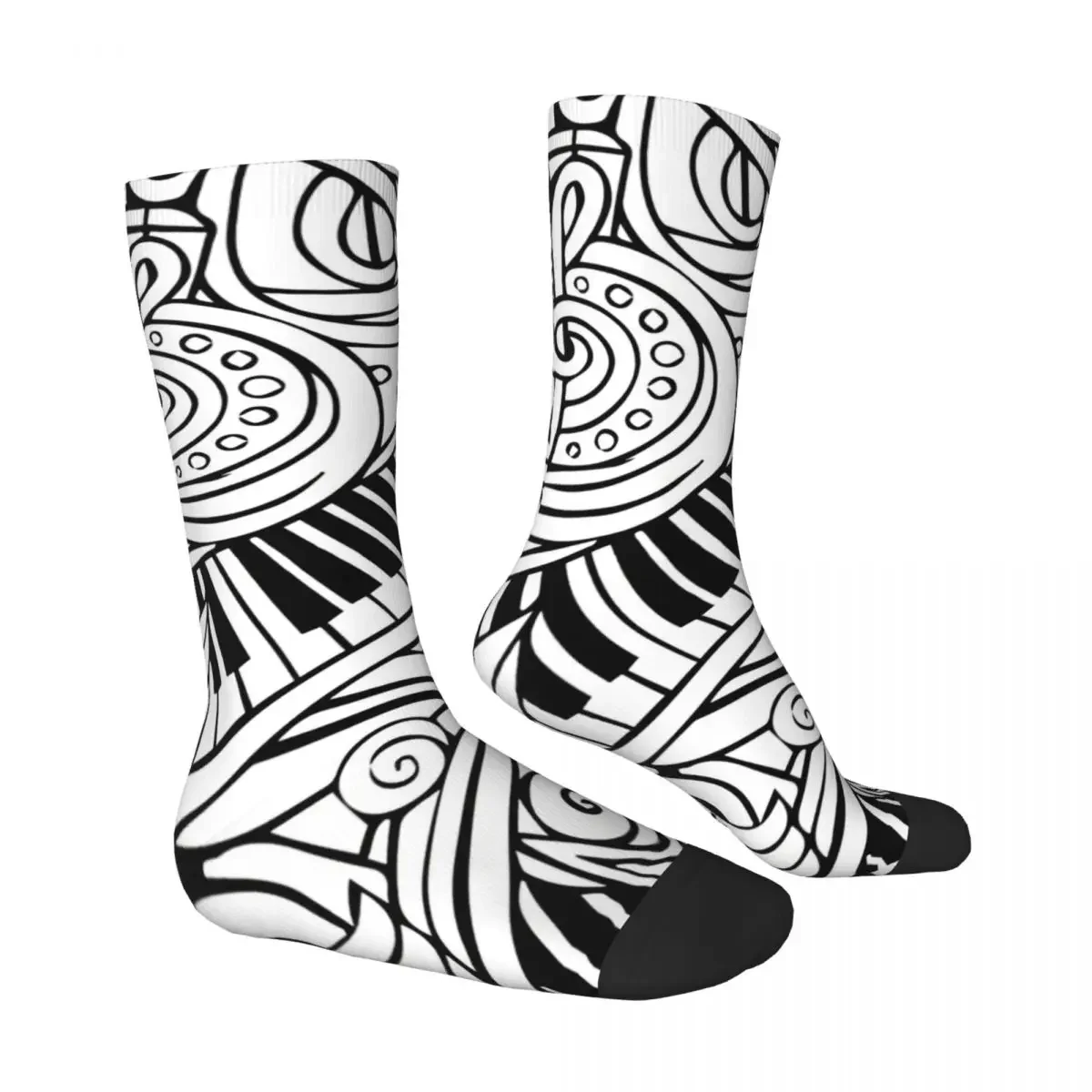 Забавные сумасшедшие носки для мужчин музыкальные Носки с рисунком каракули в
