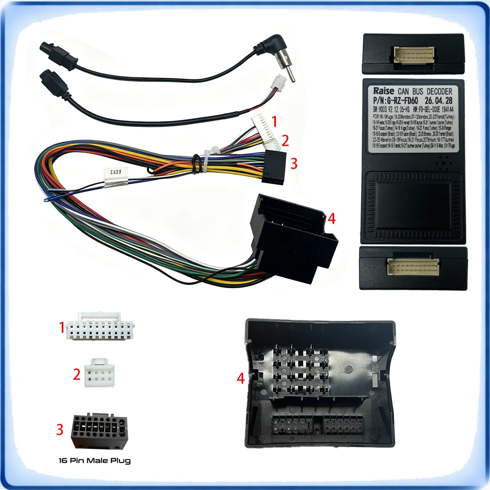 Фото Кабель-переходник Quadlock на 16-контактный разъем для автомагнитолы с CANBUS-декодером G-RZ-FD60 для Ford Mondeo 2007-2012 Android Stereo №2