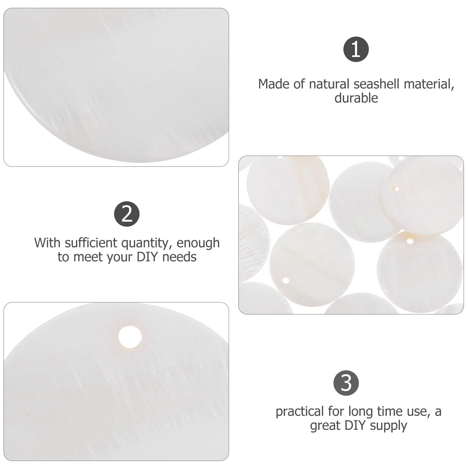 Shell DIY Hanging Pendant Decor Polished Round Slice Earring Supplies Natural Seashell Slices