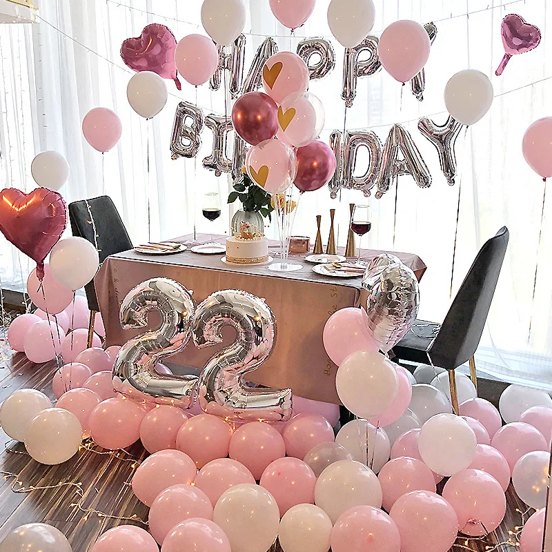 

45pcs Birthday Balloons Decoration Rose Gold Foil Letter Balloon Set Happy Birthday Globos Kids Party Banner Supplies