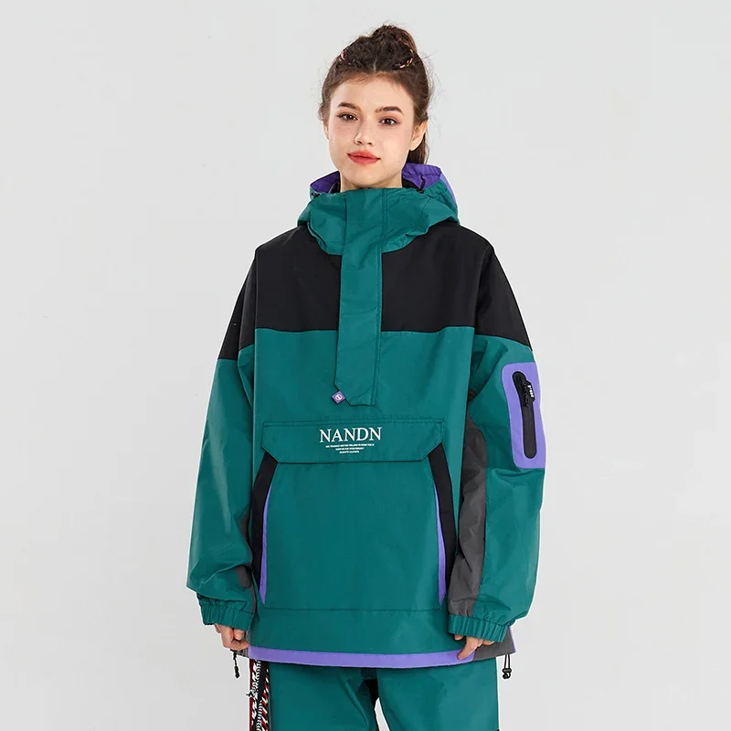 Лыжный костюм NANDN женский теплый зимний лыжный с капюшоном защитой от ветра и