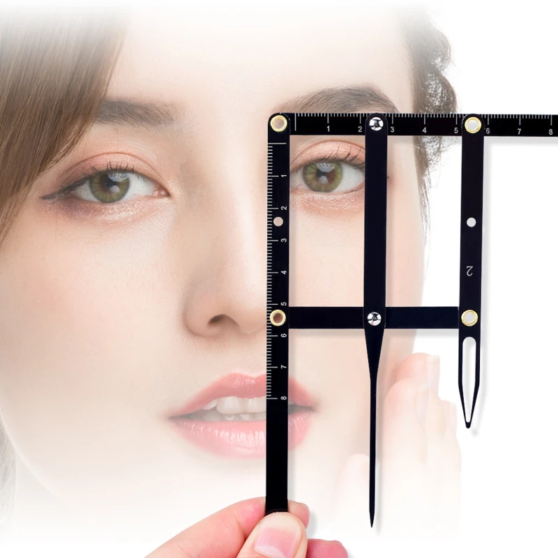 

Stainless Steel Triangle Eyebrow Measurement Ruler Permanent Makeup Stencil Golden Ratio Caliper Makeup Tools