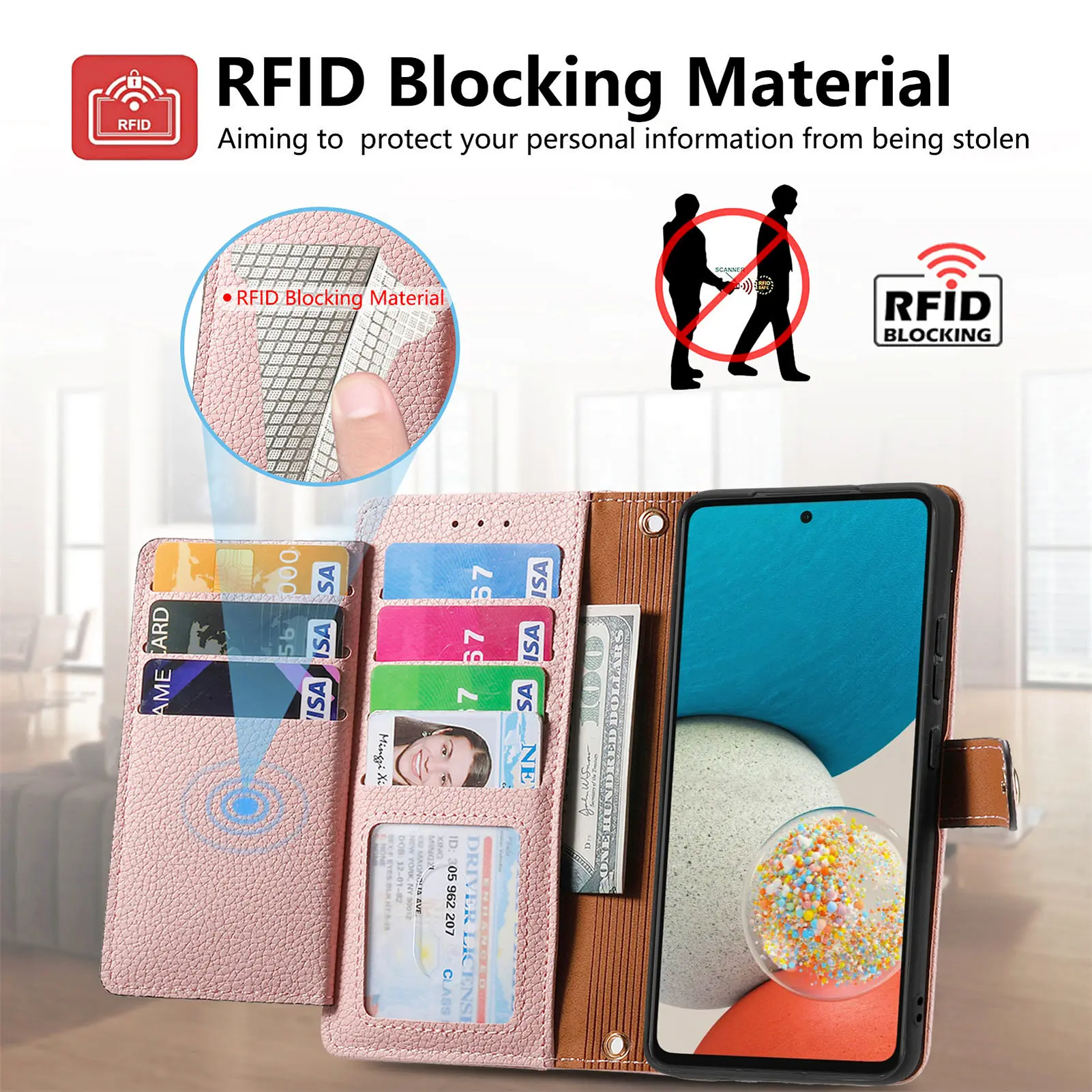 Wallet Leather Flip Case for Samsung Galaxy A43 A34 A54 A14 A13 A24 F14 M14 M54 A53 A73 A33 A52 A72 Love Heart Zipper Bag Cover