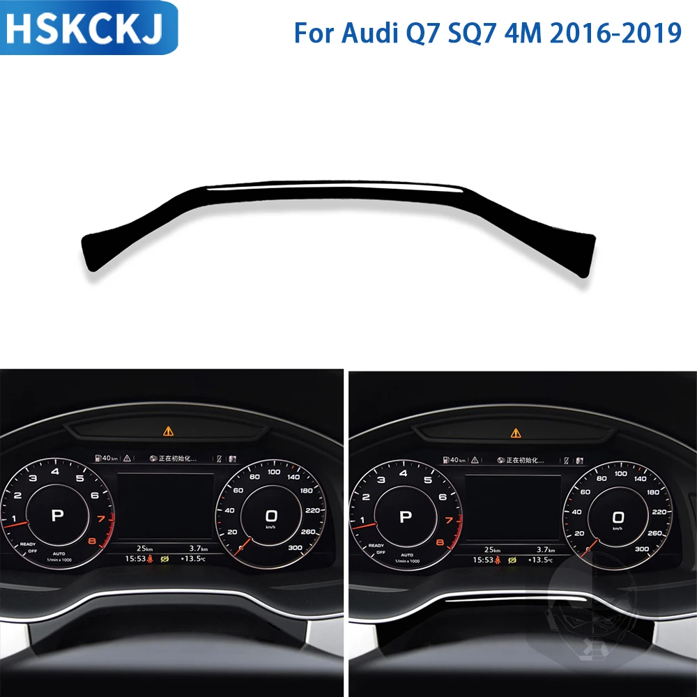 

For Audi Q7 2016 2017 2018 2019 Accessories Car Piano Black Plastic Interior Instrument Middle Frame Trim Sticker For SQ7 4M
