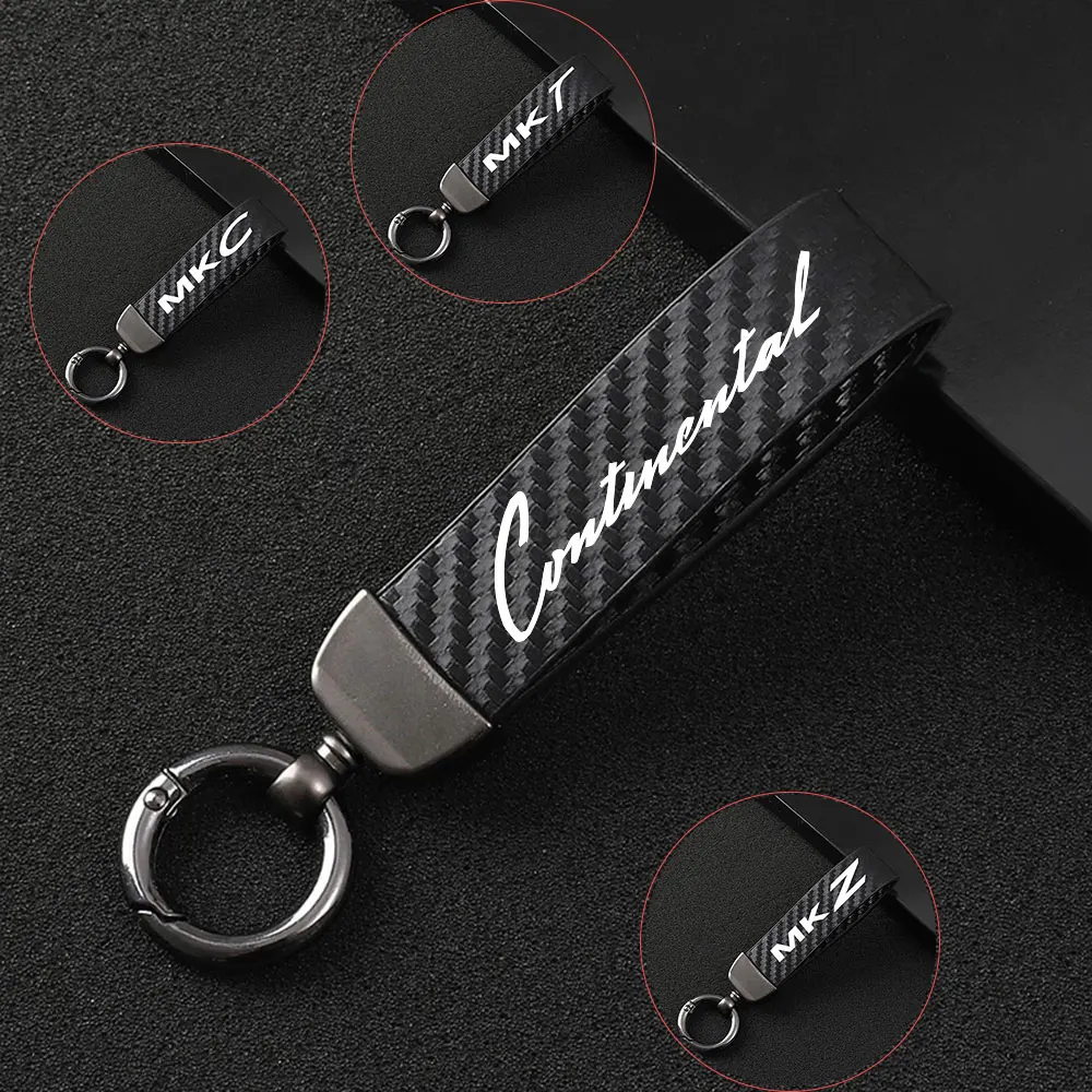 

For Lincoln CONTINENTAL MKC MKT MKZ New fashion Car Key Ring Carbon Fiber Rope Metal Buckle Keychain Auto Styling Accessories