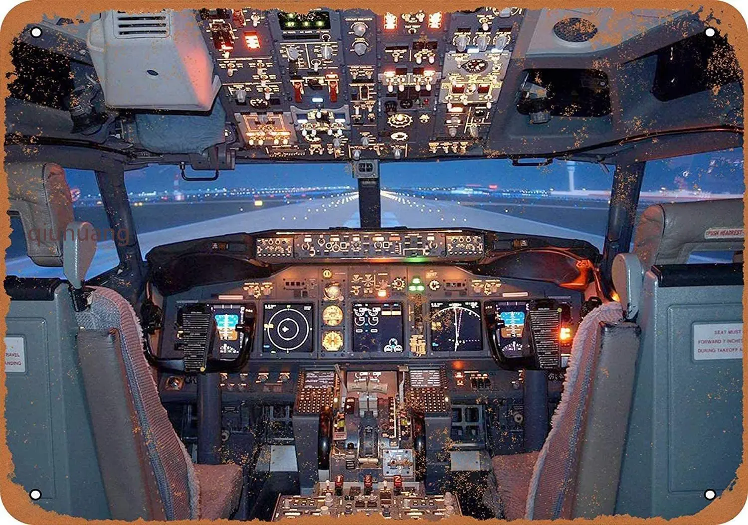 

Airplane Art - Boeing 737 Cockpit Tin Wall Sign The Art Iron Painting Plaque Metal Wall Decoration Poster Decor Gifts for Office