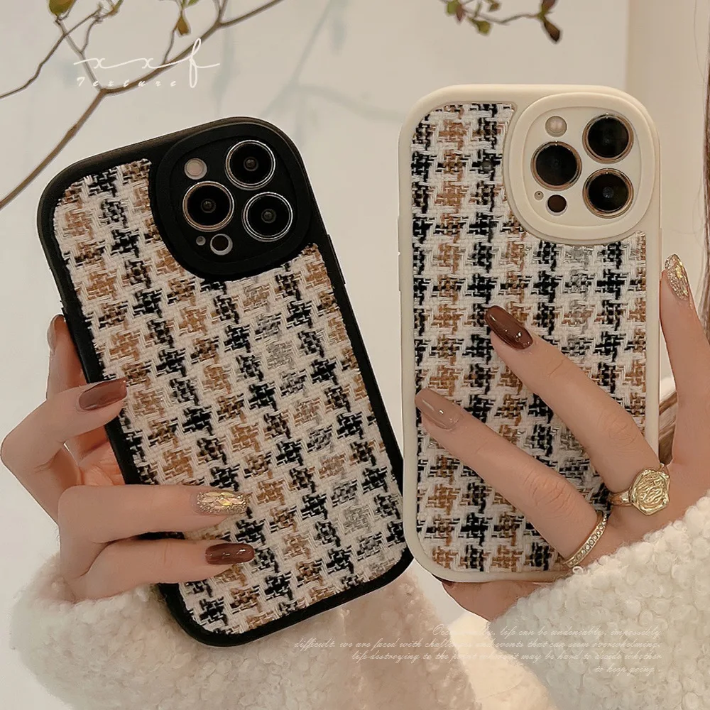 Phone Case For IPhone 14 12 13 11 Pro Max XR X Xs Max Fashion Retro Autumn and Winter Flannelette Protection Back Cover