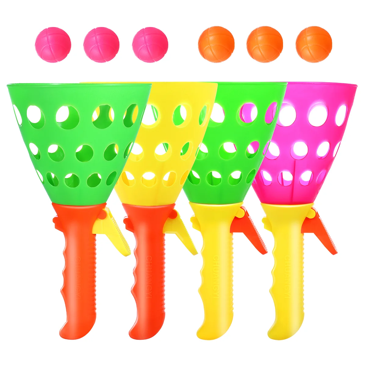 

LIOOBO Launch and Catch Game Set Toss Game Children Outdoor Garden Backyard Play Activity - 4 Rackets 4 Balls (Random