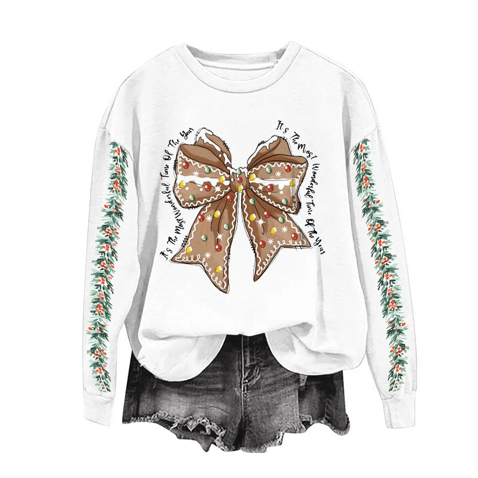 Эстетические топы с круглым вырезом и принтом Merry Christmas свитер corteiz 2000-х годов