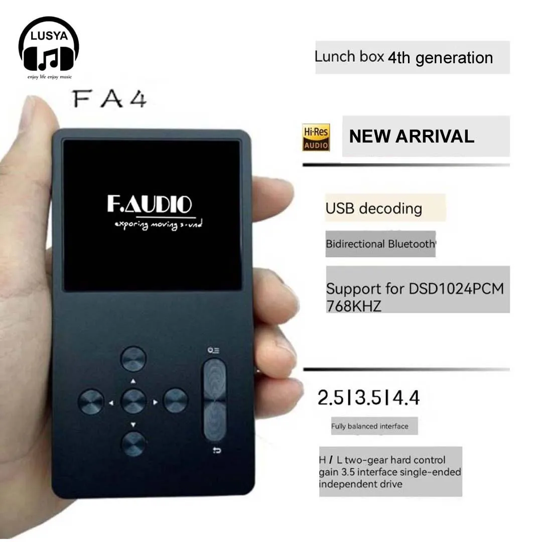 

2023 LUSYAHiFi Latest F.Audio FA4 HIFI DSD lossless USB DAC decoding Bluetooth two-way dual ES9038Q2M Balanced output mp3 Player