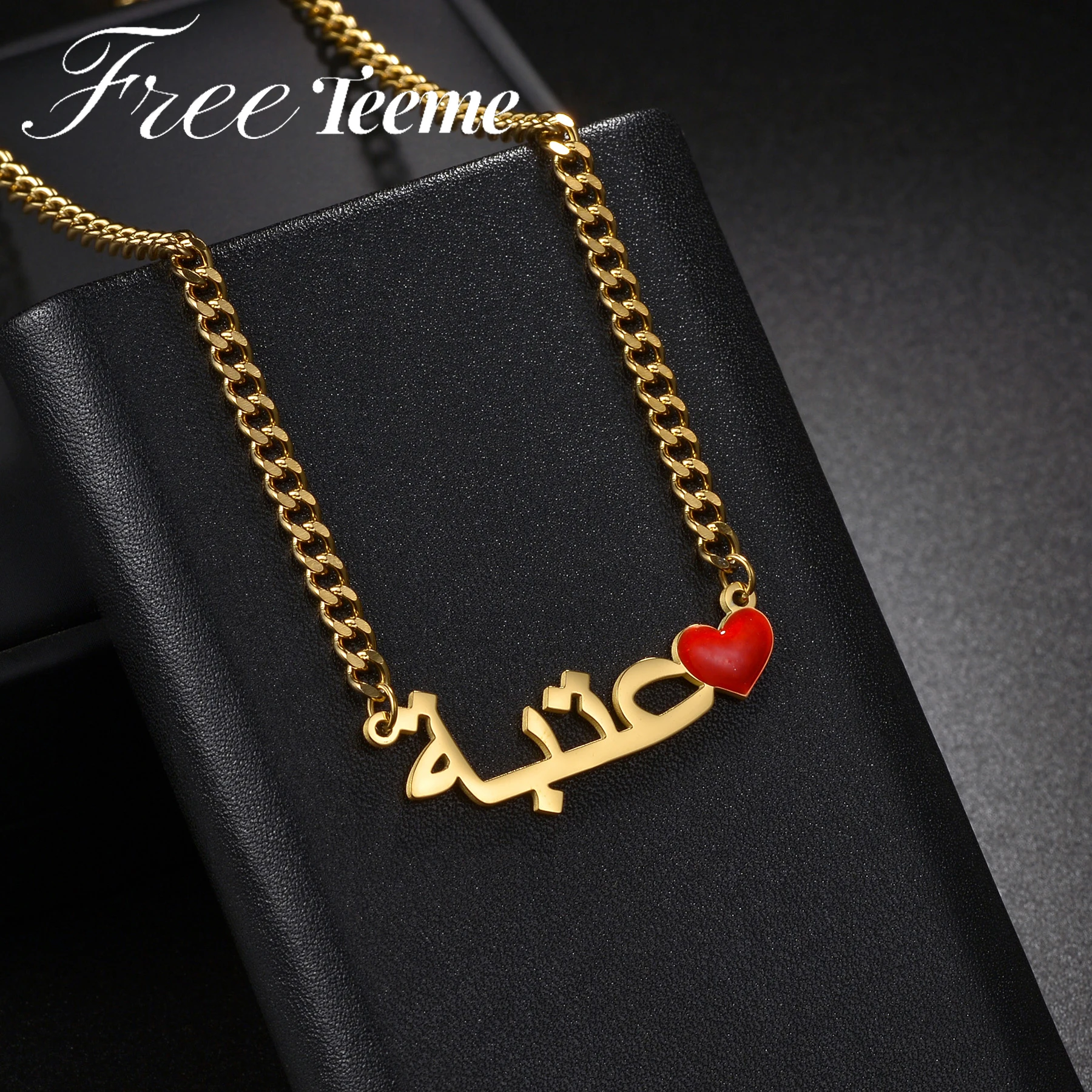 Freeteeme персонализированное арабское имя ожерелье с красным сердцем для женщин Bbay