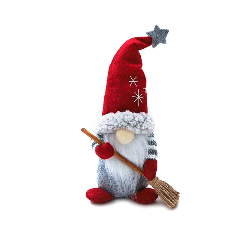 

Nordic Christmas Decoration Faceless for Doll Ornament Sweeping Gnome with Broom Figurine Swedish Gnome Plush Party Favo