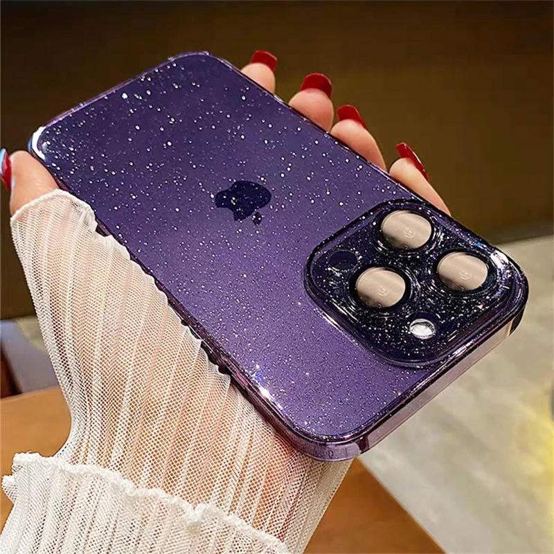 

Fashion Shining Glitter Transparent Phone Case For iPhone 14 Pro Max 13 12 11 Pro Max Shockproof Full Protection Soft Back Cover