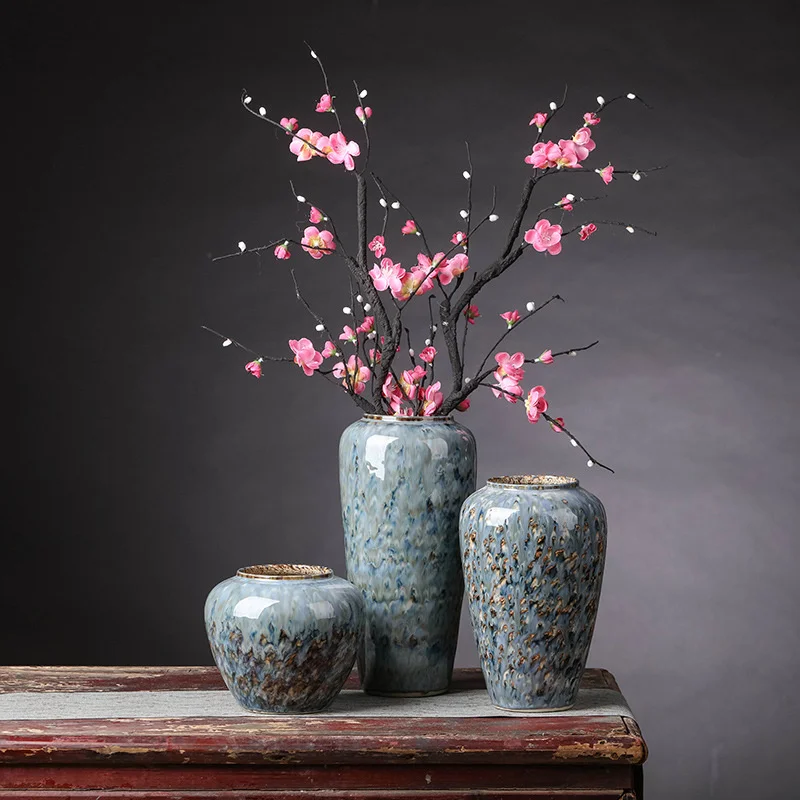 

New Chinese-style ceramic vase ornaments TV cabinet living room porch dining table dried flowers water pottery home decoration