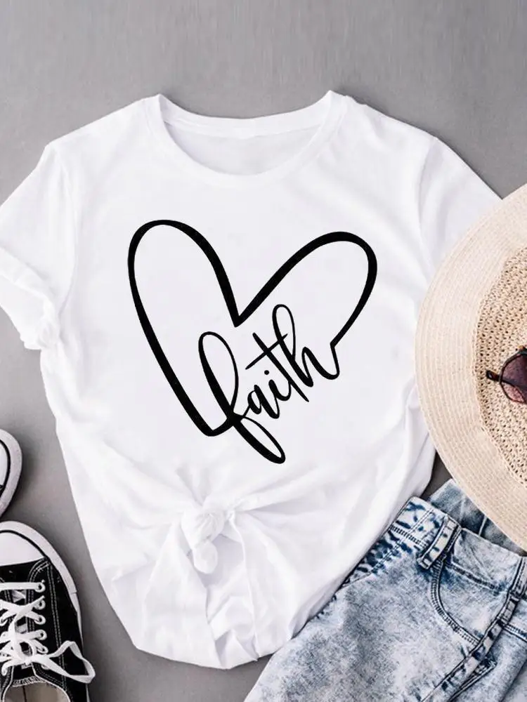 

Clothing T-shirts Clothes O-neck Love Heart Faith Fashion Casual Ladies Women Print Short Sleeve Summer T Female Graphic Tee