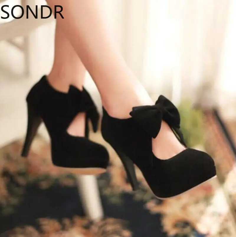 High Heel Bow Tie Bowknot Sweet Pumps 