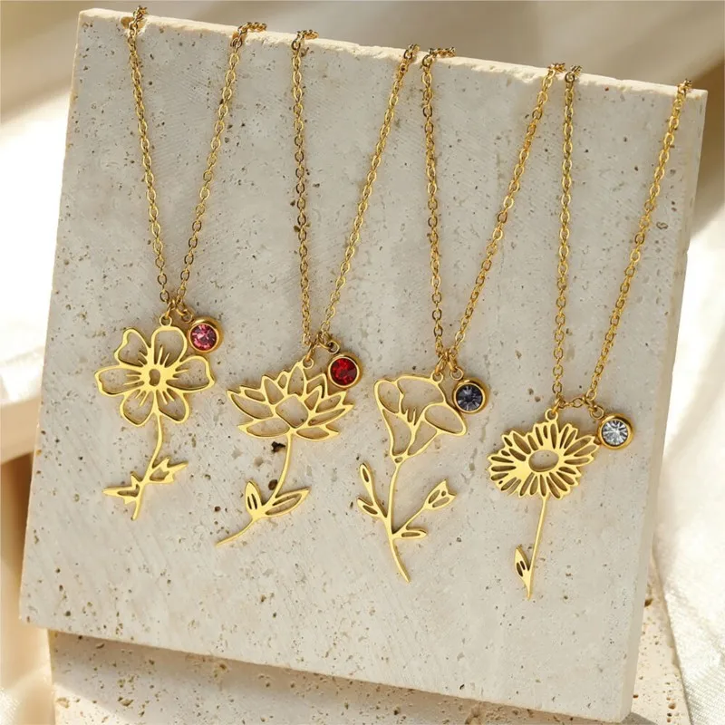 Женское колье с подвеской в виде цветка ANENJERY из нержавеющей стали 316L