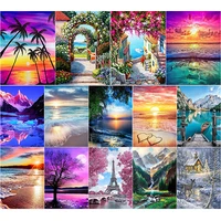 5d landscape diamond painting full round drill canvas painting sunset seaside scenery picture mosaic rhinestones home decor