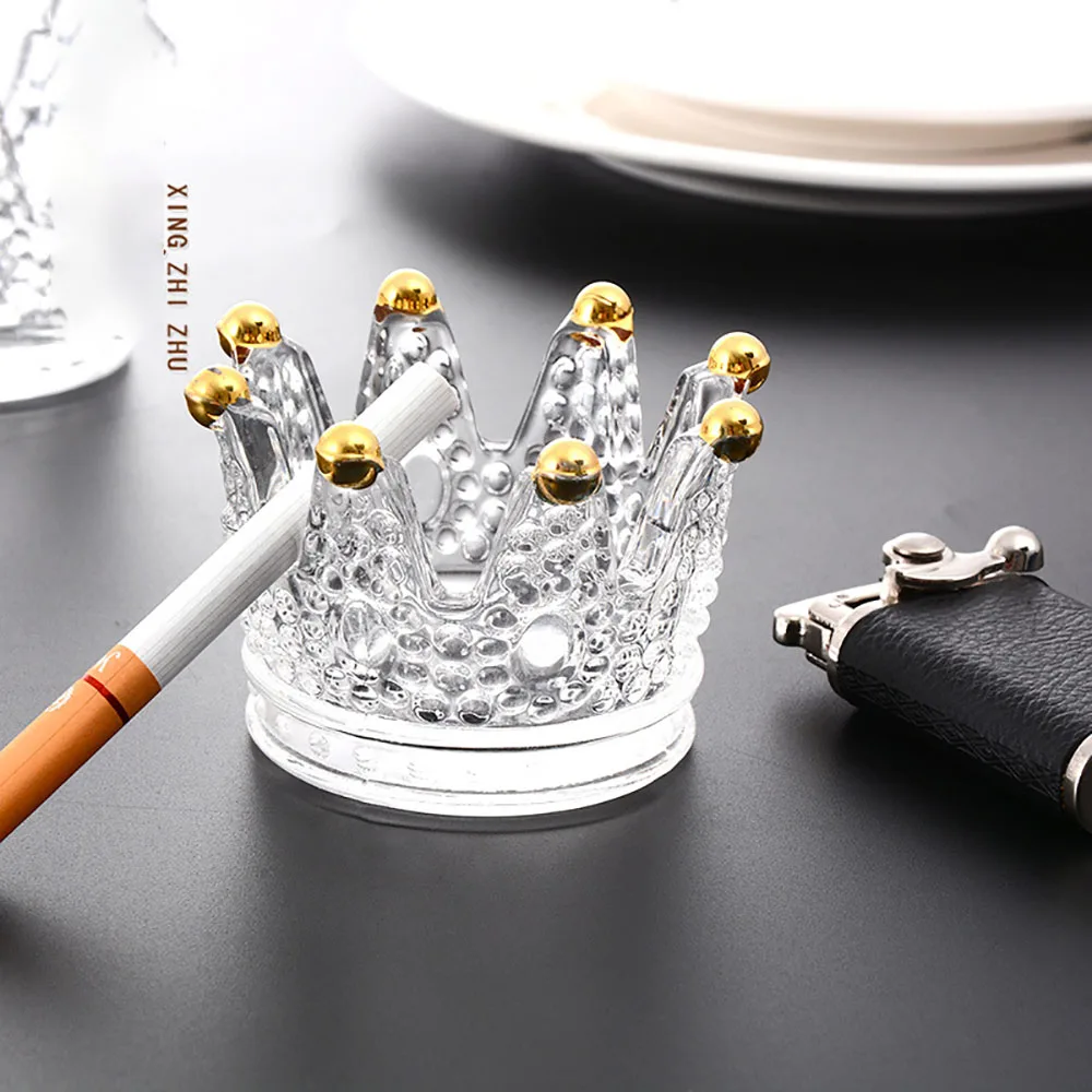 

Мини-пепельница из хрустального стекла в форме короны, креативная Личная пепельница, украшение для дома