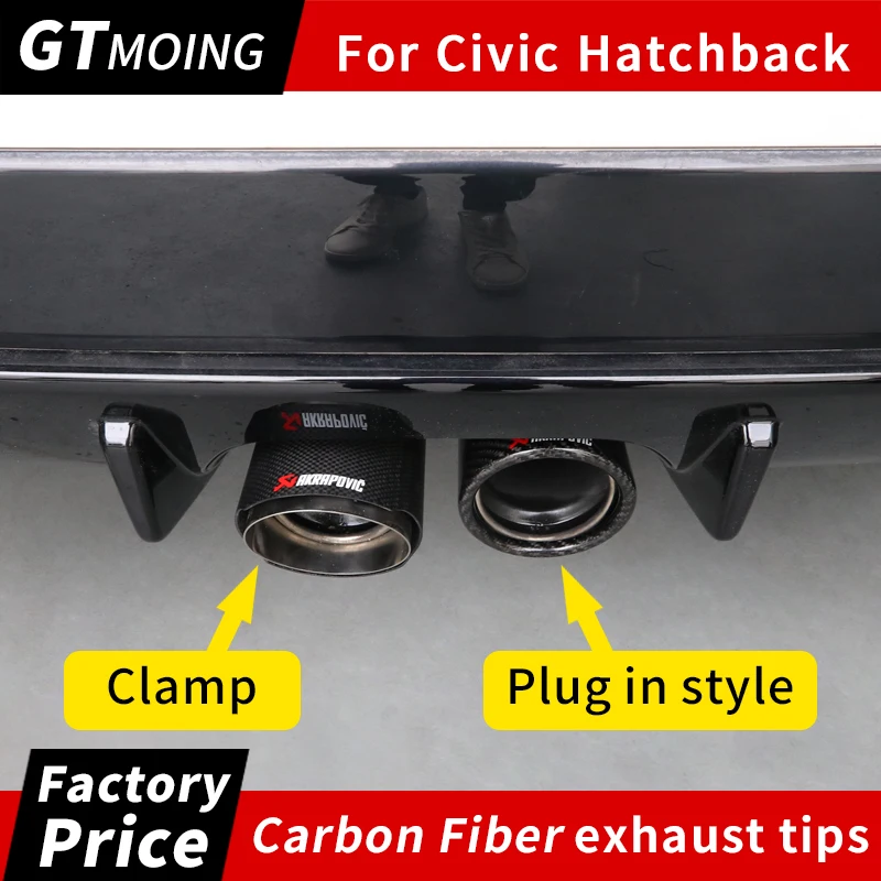 

2pc Car Exhaust Tips Muffler Carbon Fiber Stainless Steel Tail Pipe for Honda Civic Crv Accord Fit Jazz Car Modified Accessories