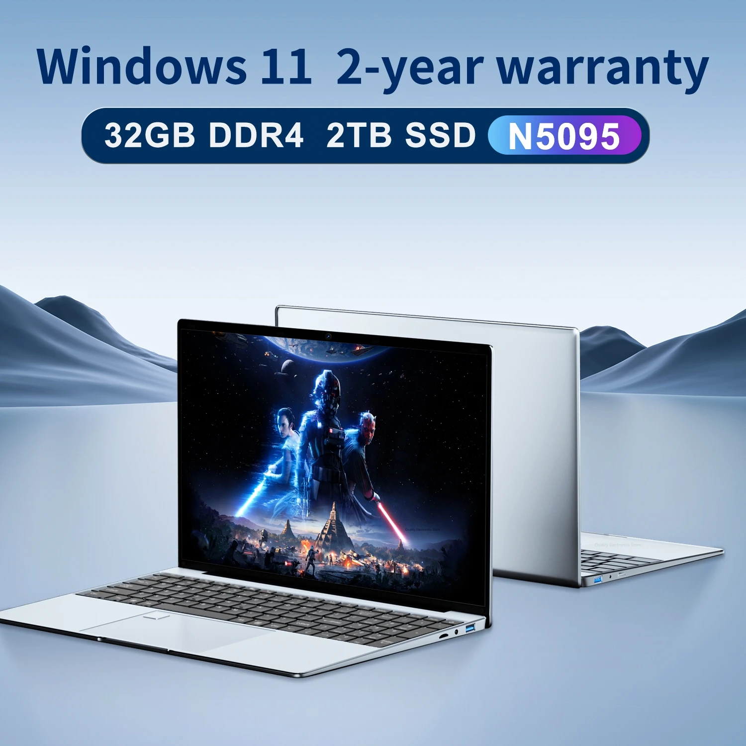 2023 Laptop 15.6 Inch IPS Full HD Windows 11 Pro Notebook Pc Gaming Intel N5095 Office Computer with Backlit Fingerprint Wifi BT