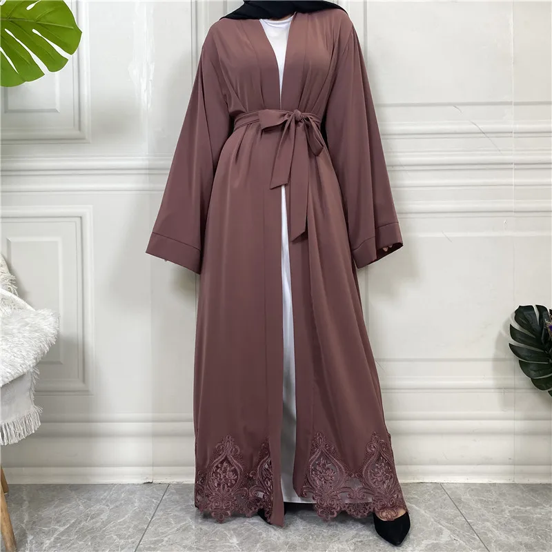 

Open Abaya Women Clothes Lace Embroidery Design Muslim Fashion Kimono Long Kaftan Islam Dubai Dresses For Women Evening Ramadan