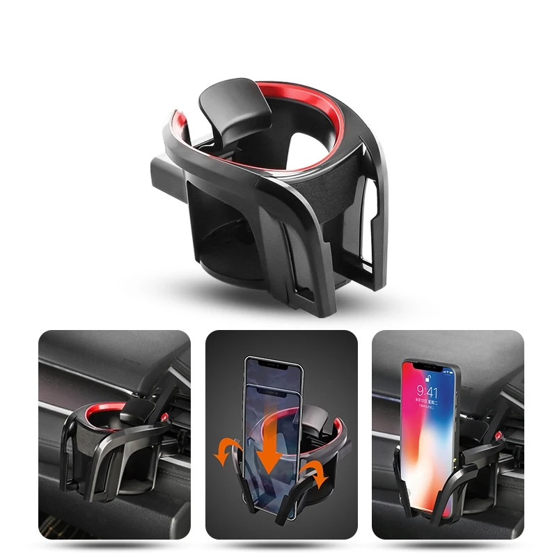 

Car Phone Cup Holder 2 in 1 Outlet Air Vent Cup Rack Beverage Mount Insert Stand Holder Drink Bottle Stand Container Hook Rack