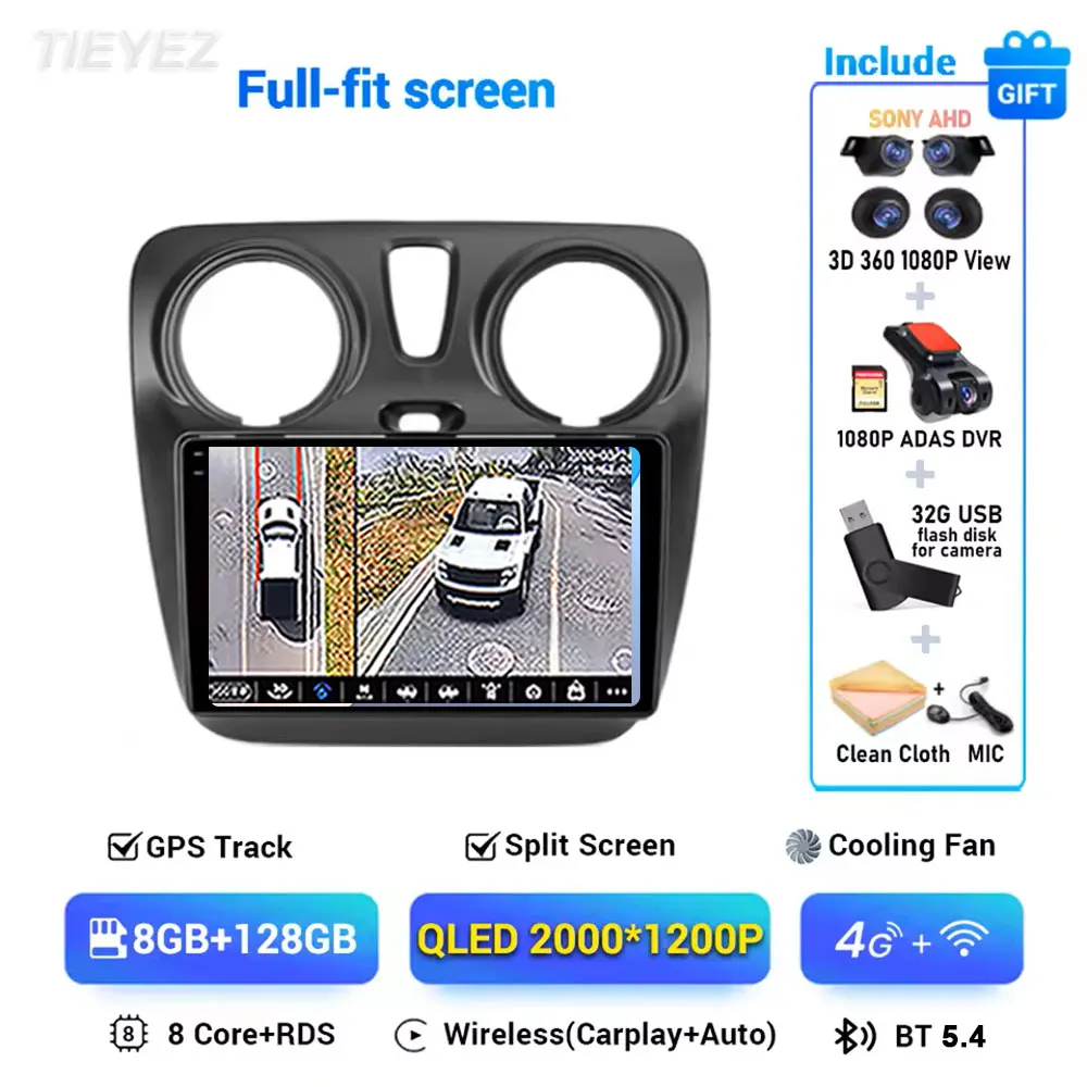 

Android 15 4G + WIFI для Renault Lodgy Dacia Dokker 2012-2020 Автомобильный радиоприемник Мультимедийный плеер Авто Carplay Головное устройство Навигация GPS