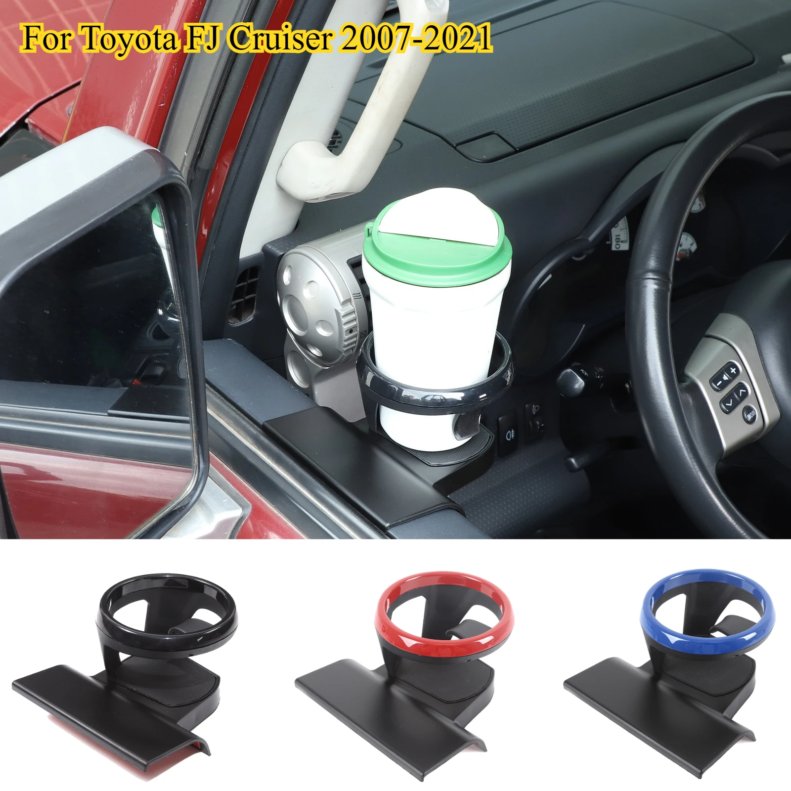 Фото Аксессуары для Toyota FJ Cruiser 2007-2021: Держатель для напитков на центральной консоли автомобиля, черный, красный, синий, из углеродистой стали, для интерьера. №1