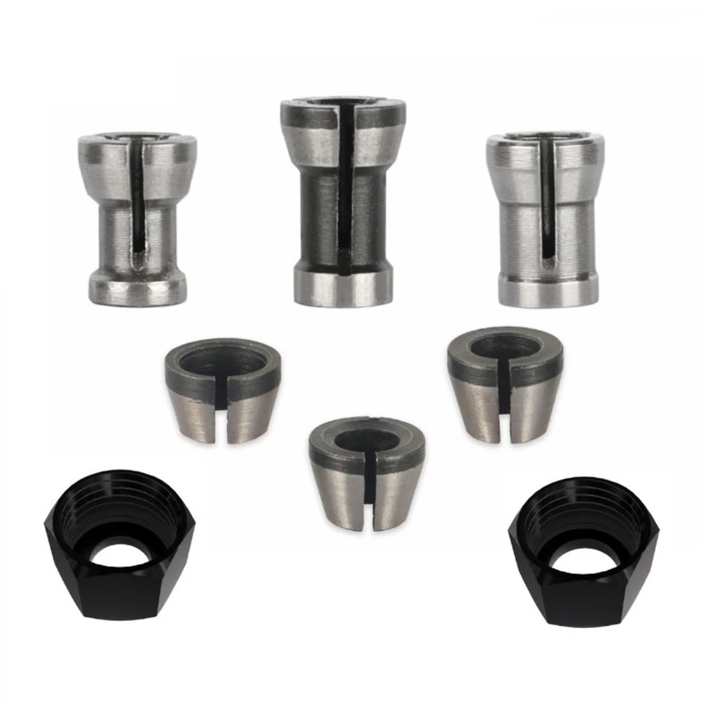 

8pcs CNC Router Bit Collet Chuck Adapter Clamping Nuts 6/6.35/8mm For Engraving Machine Wood Routertrimming Engraving Machine