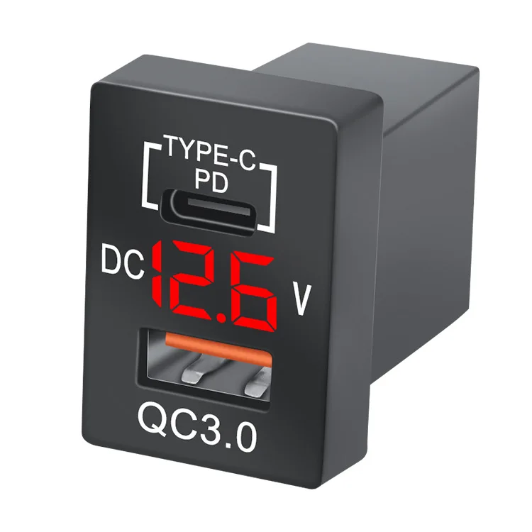 

Зарядное устройство для автомобиля PD Type C/QC 3,0 USB 12-24 в вольтметр стандартный автомобильный адаптер питания для Toyota Быстрая зарядка для телефона