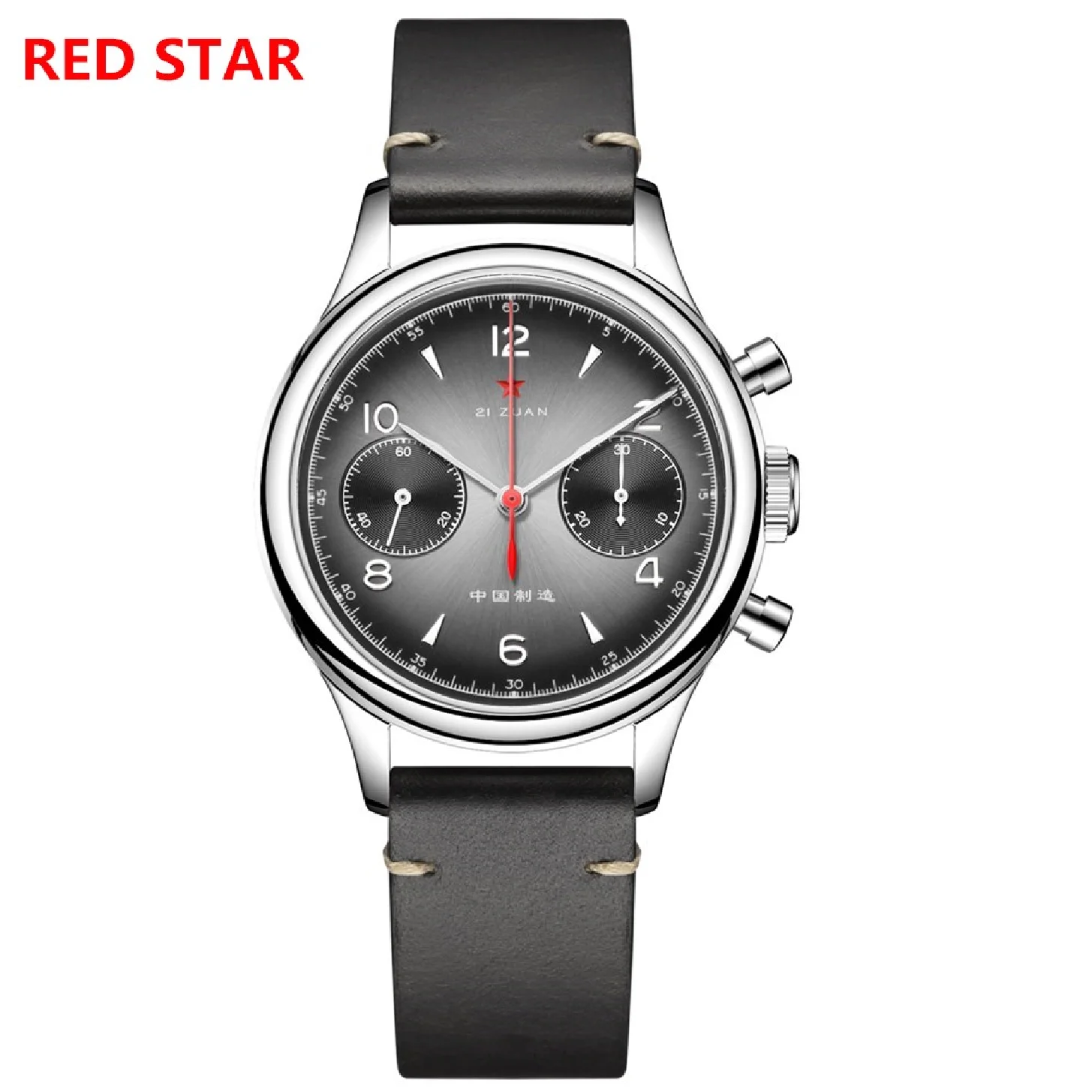 

RED STAR Chronograph Men's Watch 1963 Seagull ST1901 Movement and Swan Neck Mechanical Manual Winding Pilot Watch Men 38mm Clock