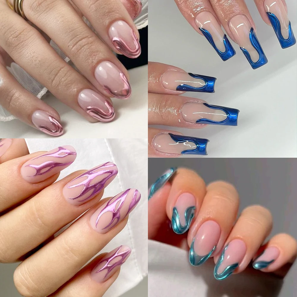 Гель-лак для ногтей с металлической живописью серебристый хром 3D металлическая