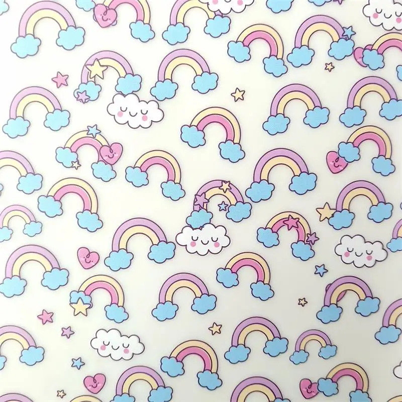 

0.5mm Rainbow Printed Frosted Jelly Vinyl Fabric TPU Roll Faux Leather Sheets For Sewing Bags/Handbags Handicrafts 46x135cm