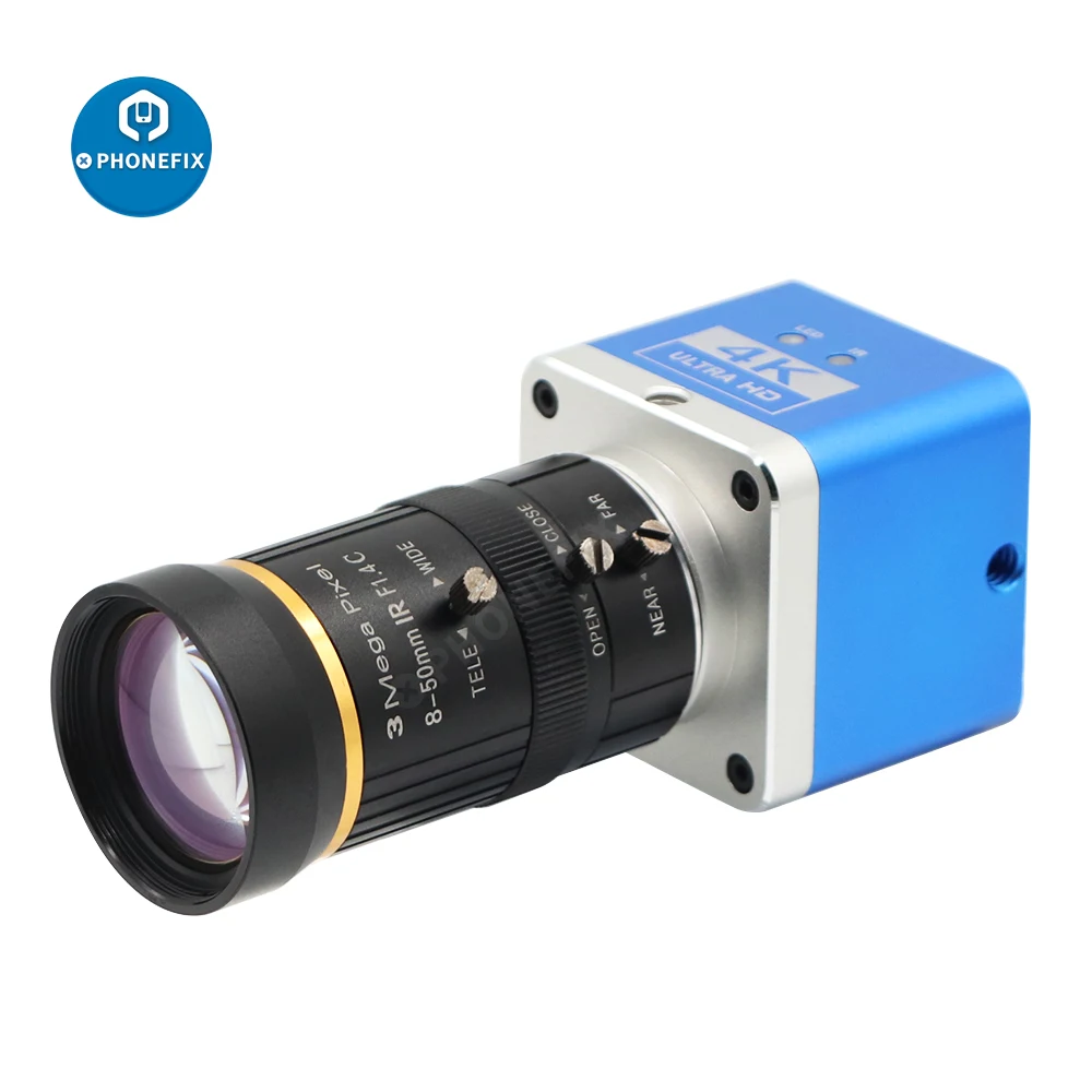 

HD 4K HDMI Industrial Camera CCD Digital Detector Video Electronic Microscope Camera + Varifocal 8-50mm F1.4 1/2.5" CCTV Lens