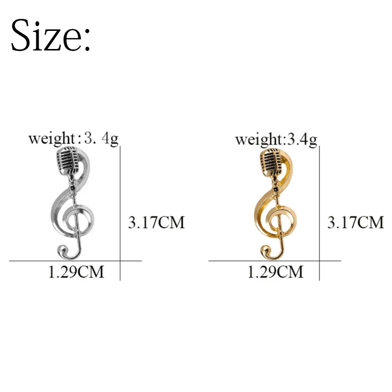 Микрофон-брошь "Новая мода" с музыкальной нотой унисекс, из металла, золотого и серебряного цвета, с музыкантскими пинами для рубашки на вечеринке, прикрепленные к лацкану, сувениры с мероприятия.