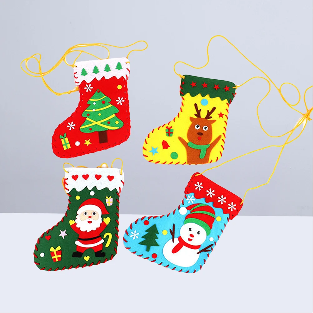 

Christmas Stockings Diyornamentsstocking Cartoon Burlap Decor Home Ornament Kids Knitted Pendant Decoration Knit