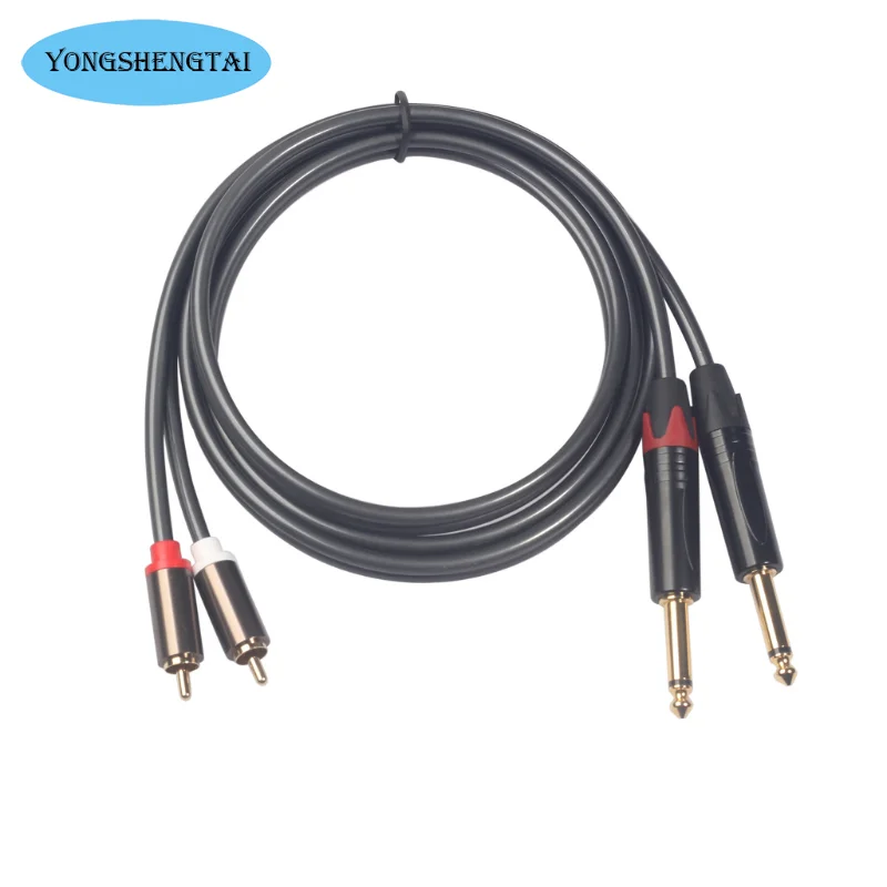 Позолоченная головка Double Lotus 2RCA на Double 6,35 Gongda, двухъядерный 1-5 миксер, усилитель мощности, гитарный аудиокабель